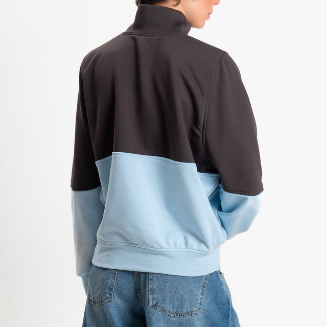 Tensione-Felpa bicolore con bottoni - moro/celeste