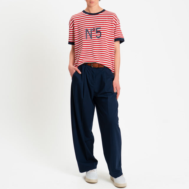 Tensione in-T-shirt righe n5 - blu/panna/rosso