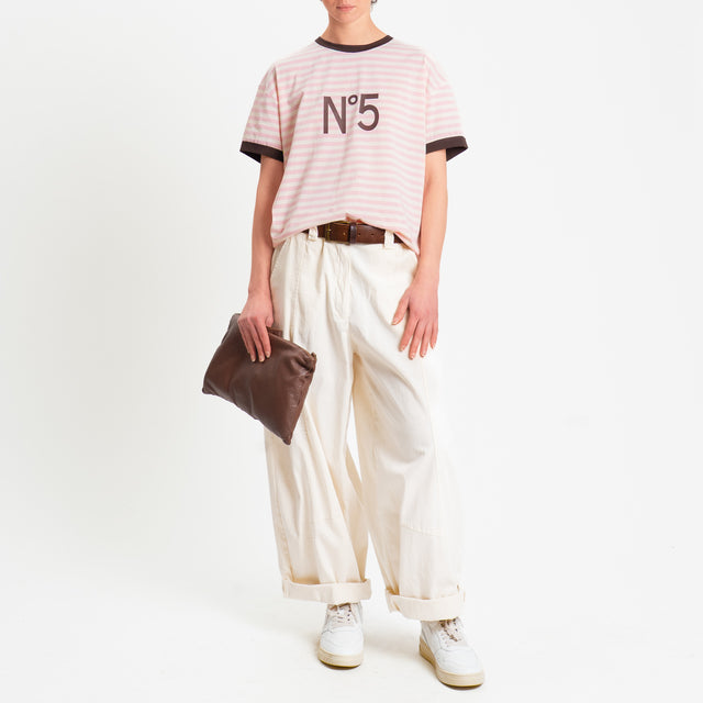Tensione in-T-shirt righe n5 - moro/panna/rosa