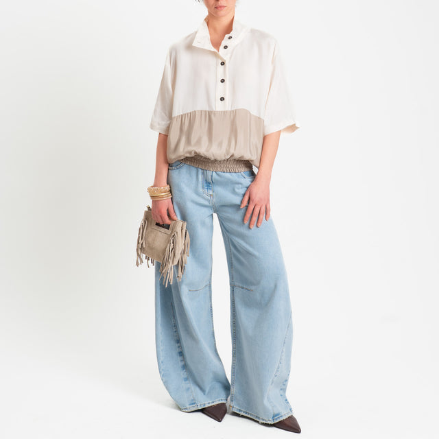 Tensione in-Blusa cupro bicolore - panna/beige