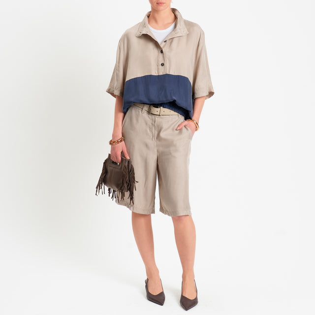 Tensione in-Blusa cupro bicolore - beige/blu