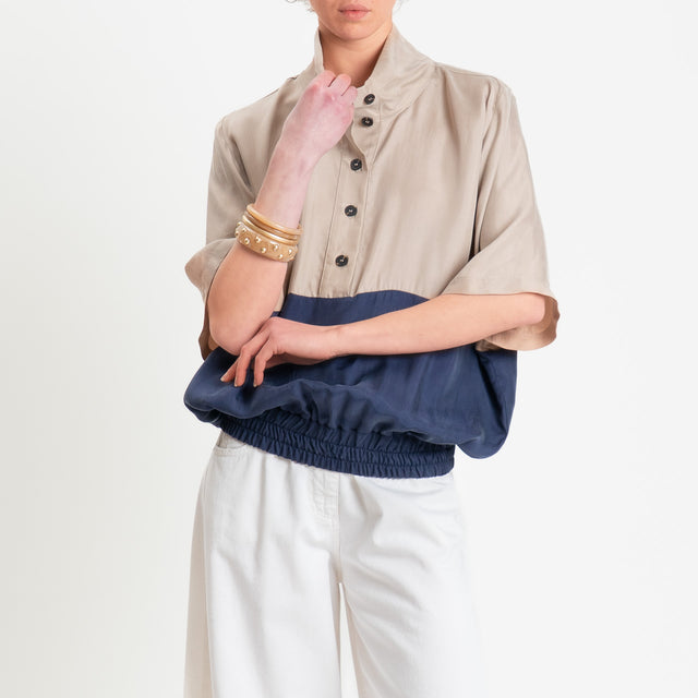 Tensione in-Blusa cupro bicolore - beige/blu