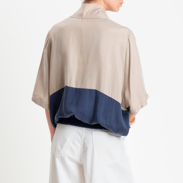 Tensione in-Blusa cupro bicolore - beige/blu