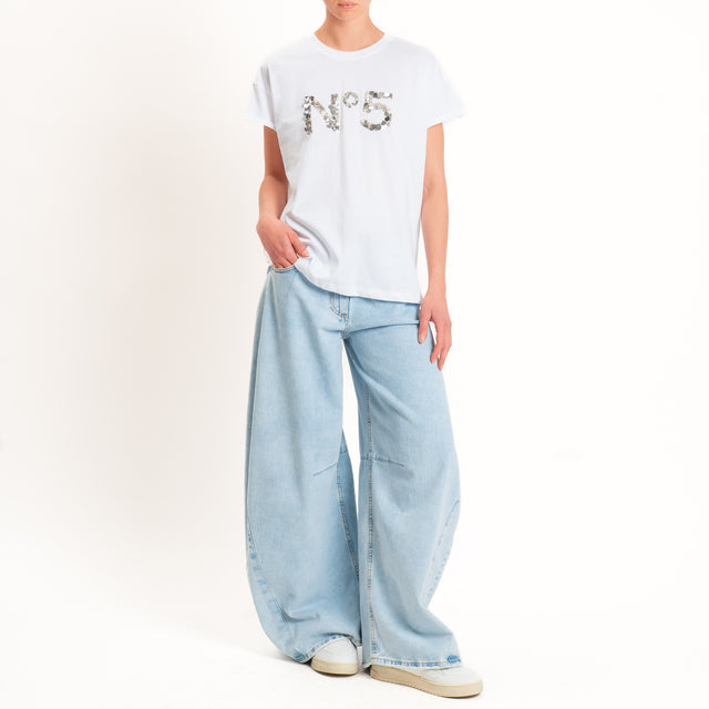 Tensione in-T-shirt n5 in paillettes - bianco