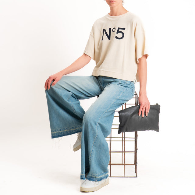 Tensione in-Maglia punto spugna n5 - beige/blu