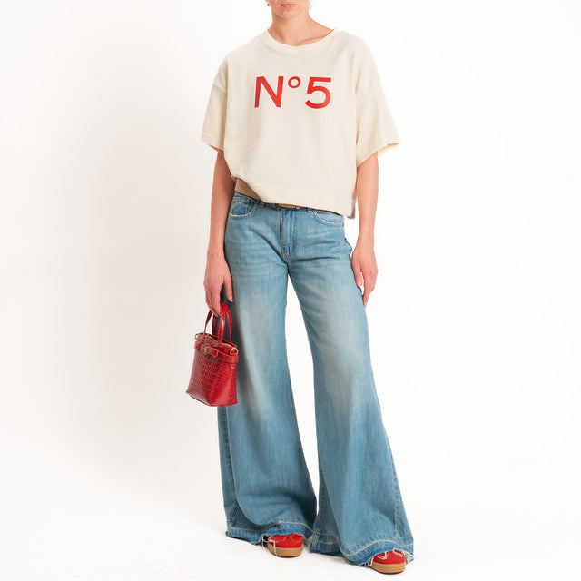 Tensione in-Maglia punto spugna n5 - beige/rosso