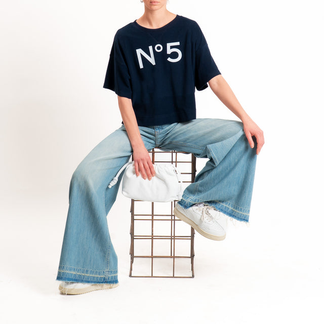 Tensione in-Maglia punto spugna n5 - Blu/bianco