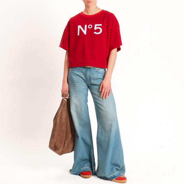 Tensione in-Maglia punto spugna n5 - rosso/bianco