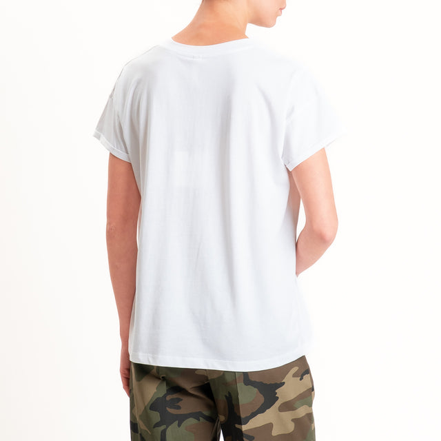 Tensione in-T-shirt girocollo taschino camouflage - bianco