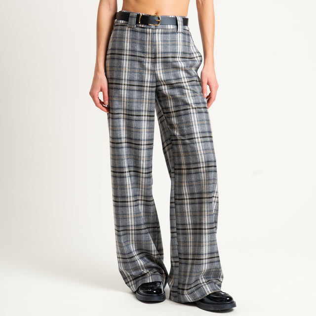 Tensione in-Pantalone check con cintura - grigio/nero/latte