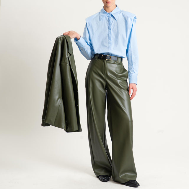 Tensione in-Pantalone similpelle elastico dietro - militare