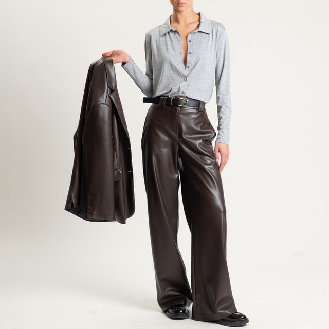 Tensione in-Pantalone similpelle elastico dietro - moro