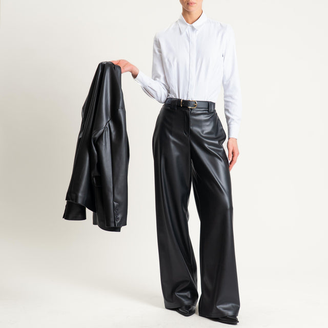 Tensione in-Pantalone similpelle elastico dietro - nero