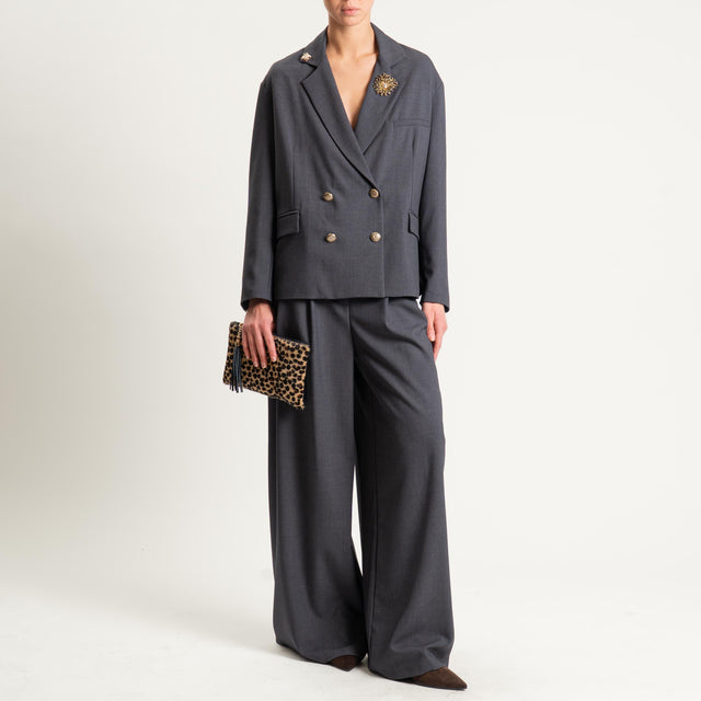 Tensione in-Pantalone wide leg con pince - antracite