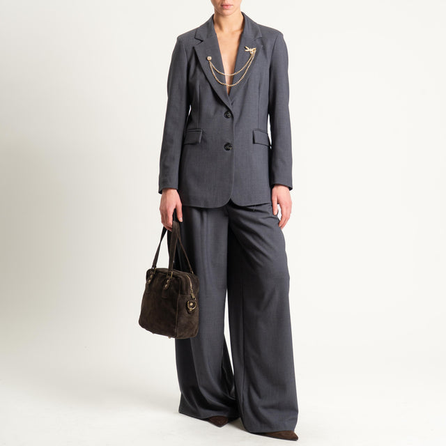 Tensione in-Pantalone wide leg con pince - antracite