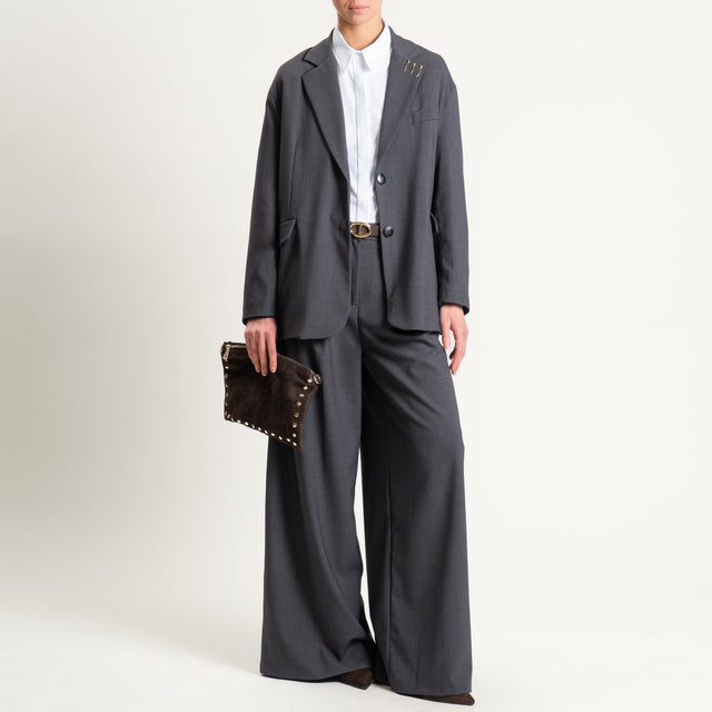 Tensione in-Pantalone wide leg con pince - antracite