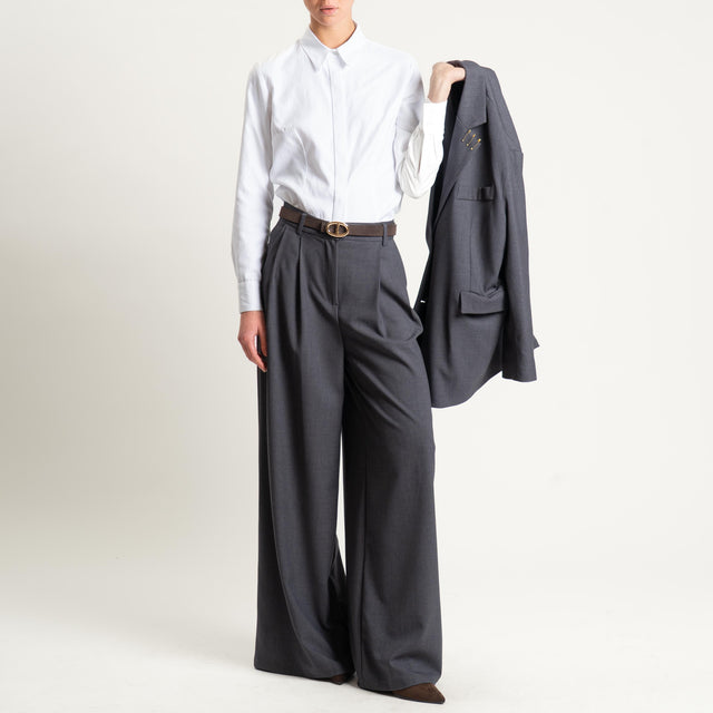 Tensione in-Pantalone wide leg con pince - antracite
