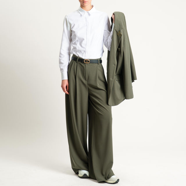 Tensione in-Pantalone wide leg con pince - militare