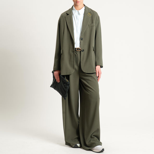Tensione in-Pantalone wide leg con pince - militare