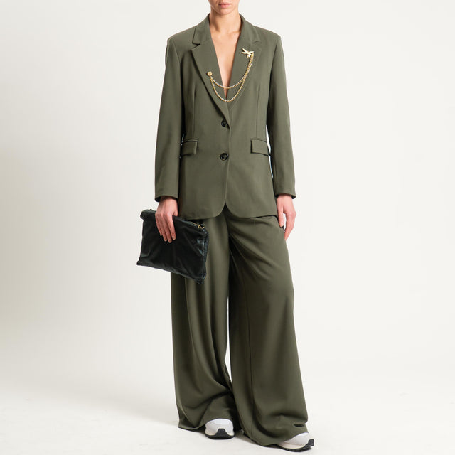 Tensione in-Pantalone wide leg con pince - militare