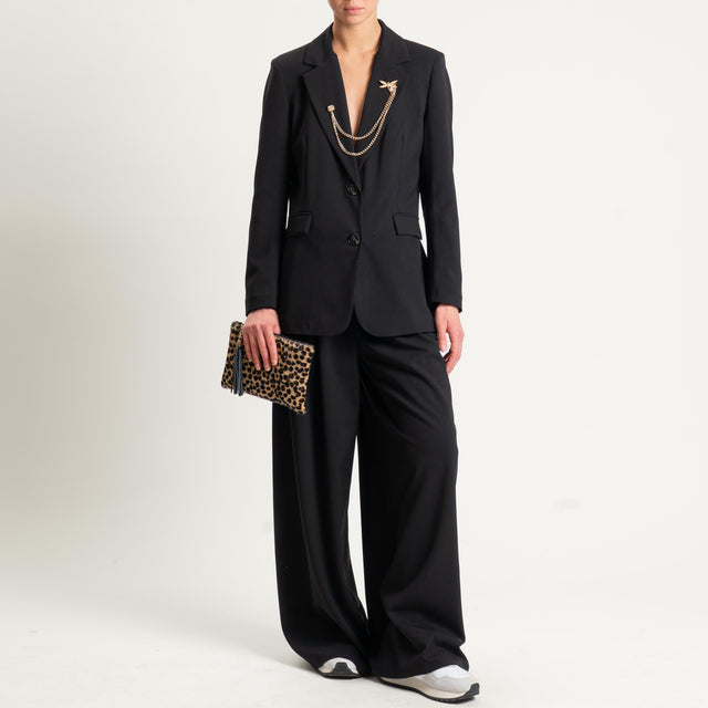 Tensione in-Pantalone wide leg con pince - nero