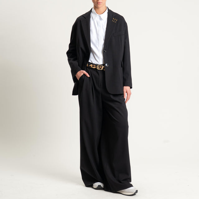 Tensione in-Pantalone wide leg con pince - nero