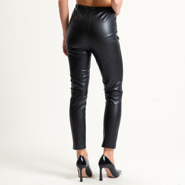 Tensione in-Leggings similpelle elastico in vita - nero