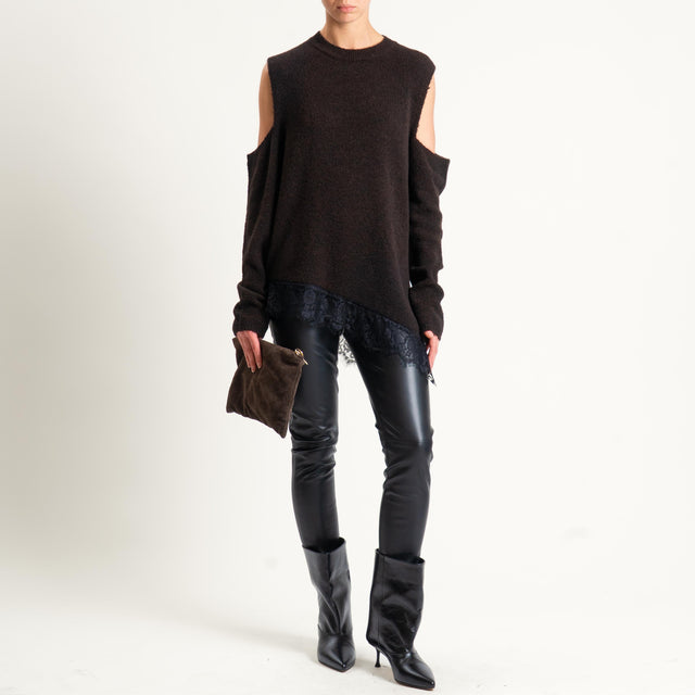 Tensione in-Leggings similpelle elastico in vita - nero
