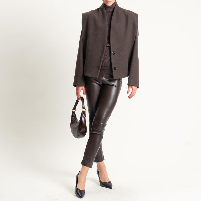 Tensione in-Leggings similpelle elastico in vita - moro