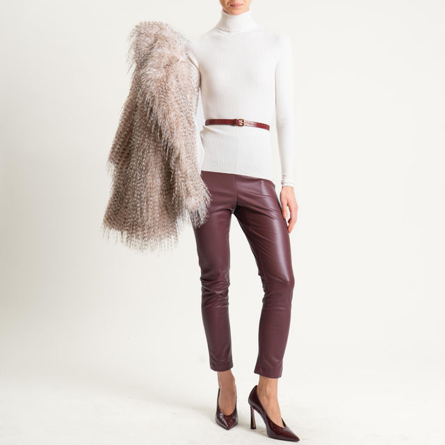 Tensione in-Leggings similpelle elastico in vita - Bordeaux