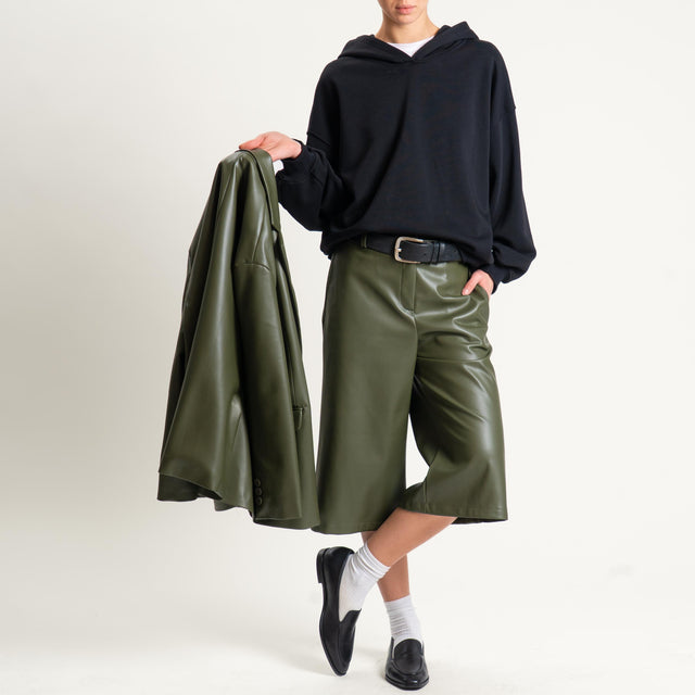 Tensione in-Bermuda similpelle elastico dietro - militare