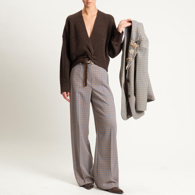 Tensione in-Pantalone pied de poule elastico dietr - blu/moro/sand