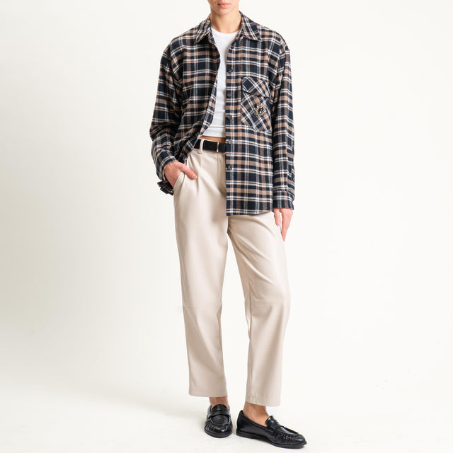 Tensione in-Pantalone similpelle con cintura - burro