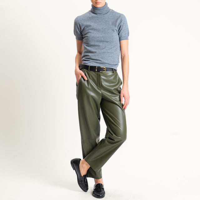 Tensione in-Pantalone similpelle con cintura - militare