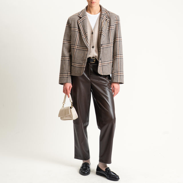 Tensione in-Pantalone similpelle con cintura - moro