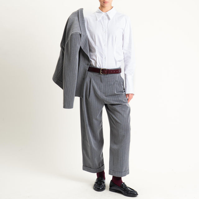 Tensione in-Pantalone gessato con pinces - grigio