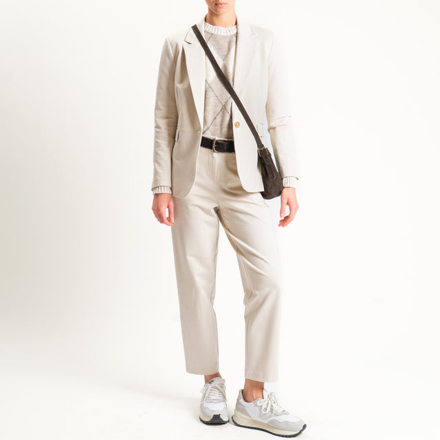 Tensione in-Pantalone punto milano con cintura - panna