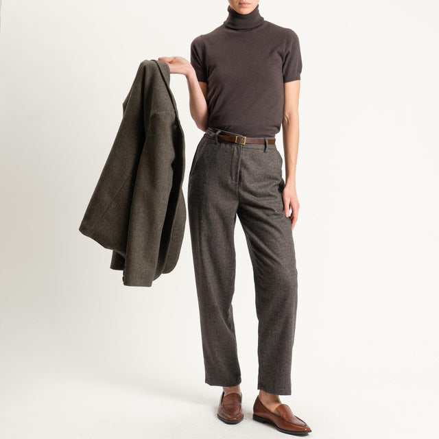 Tensione in-Pantalone spinato con cintura - moro