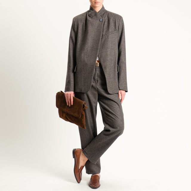 Tensione in-Pantalone spinato con cintura - moro