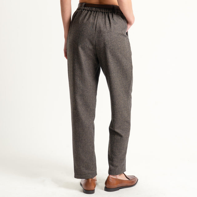Tensione in-Pantalone spinato con cintura - moro