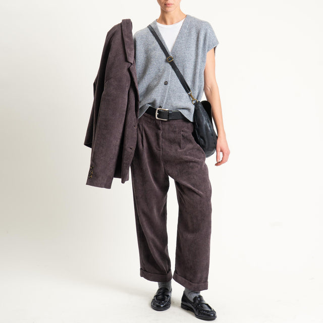 Tensione in-Pantalone velluto 500 righe - moro