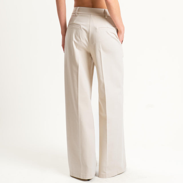 Tensione in-Pantalone wide leg punto milano - panna