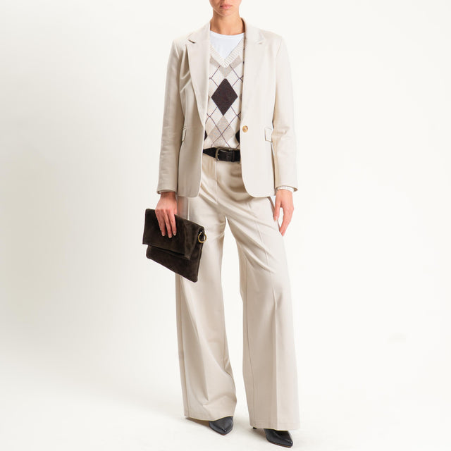 Tensione in-Pantalone wide leg punto milano - panna