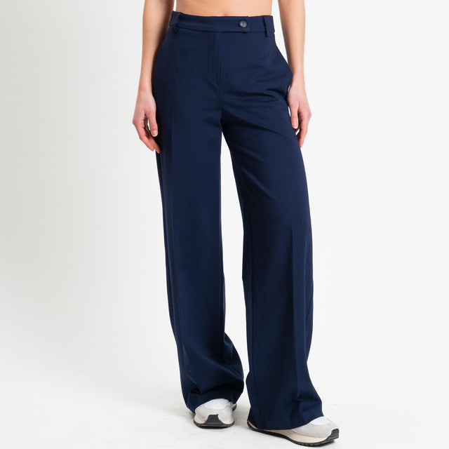Tensione in-Pantalone wide leg punto milano - blu
