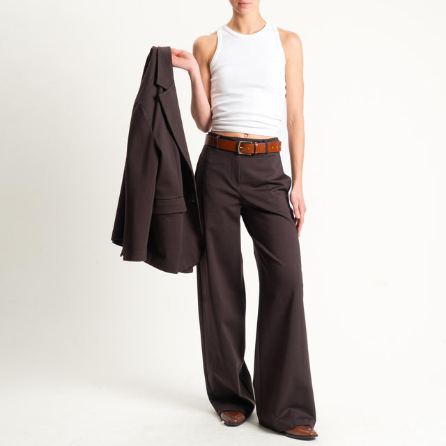 Tensione in-Pantalone wide leg punto milano - moro
