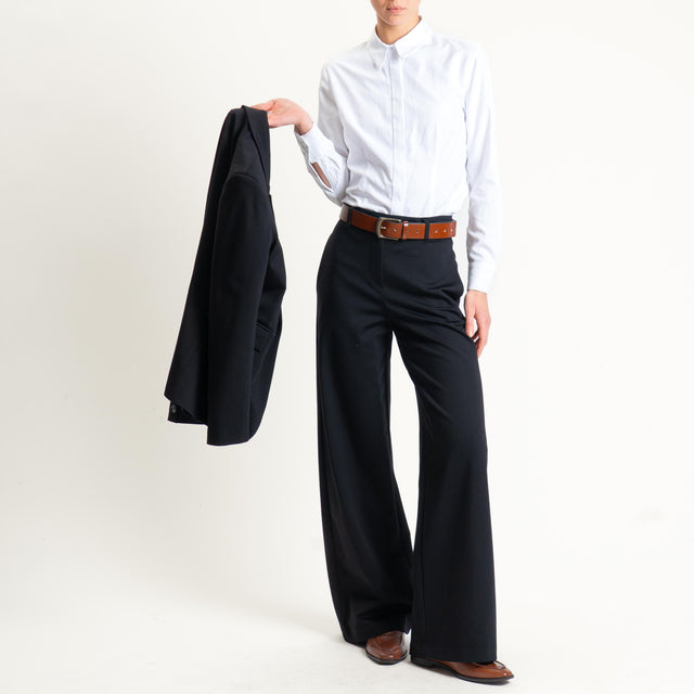 Tensione in-Pantalone wide leg punto milano - nero