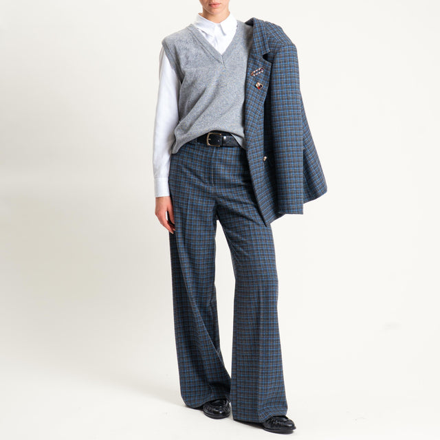 Tensione in- Pantalone quadri - grigio/azzurro