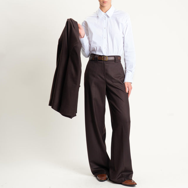 Tensione in-Pantalone flanella elastico dietro - moro