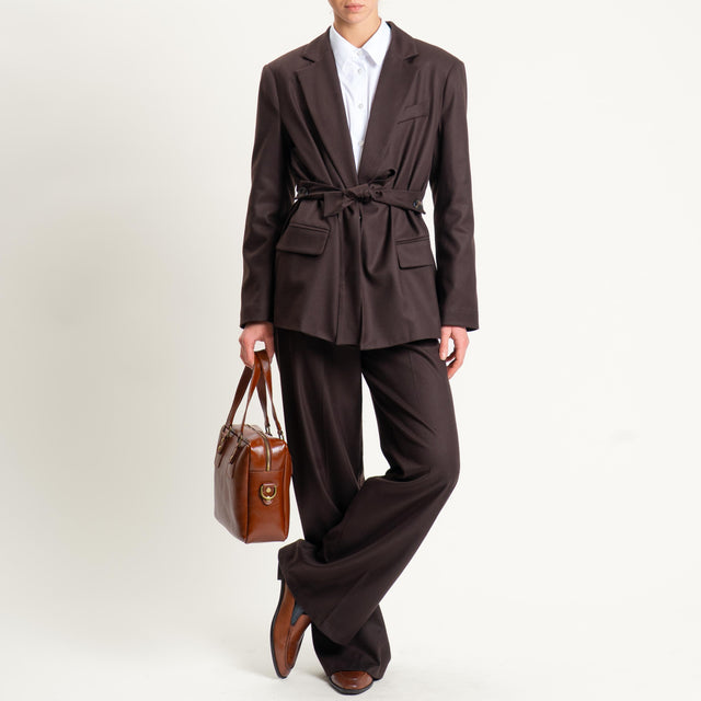 Tensione in-Pantalone flanella elastico dietro - moro