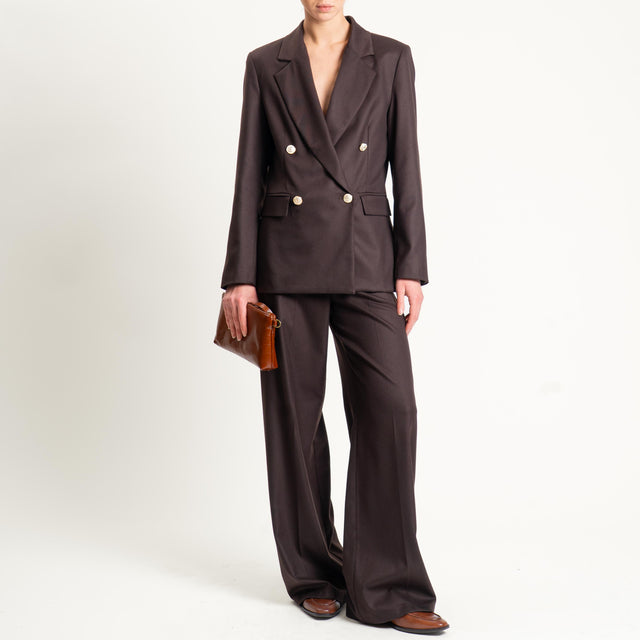 Tensione in-Pantalone flanella elastico dietro - moro